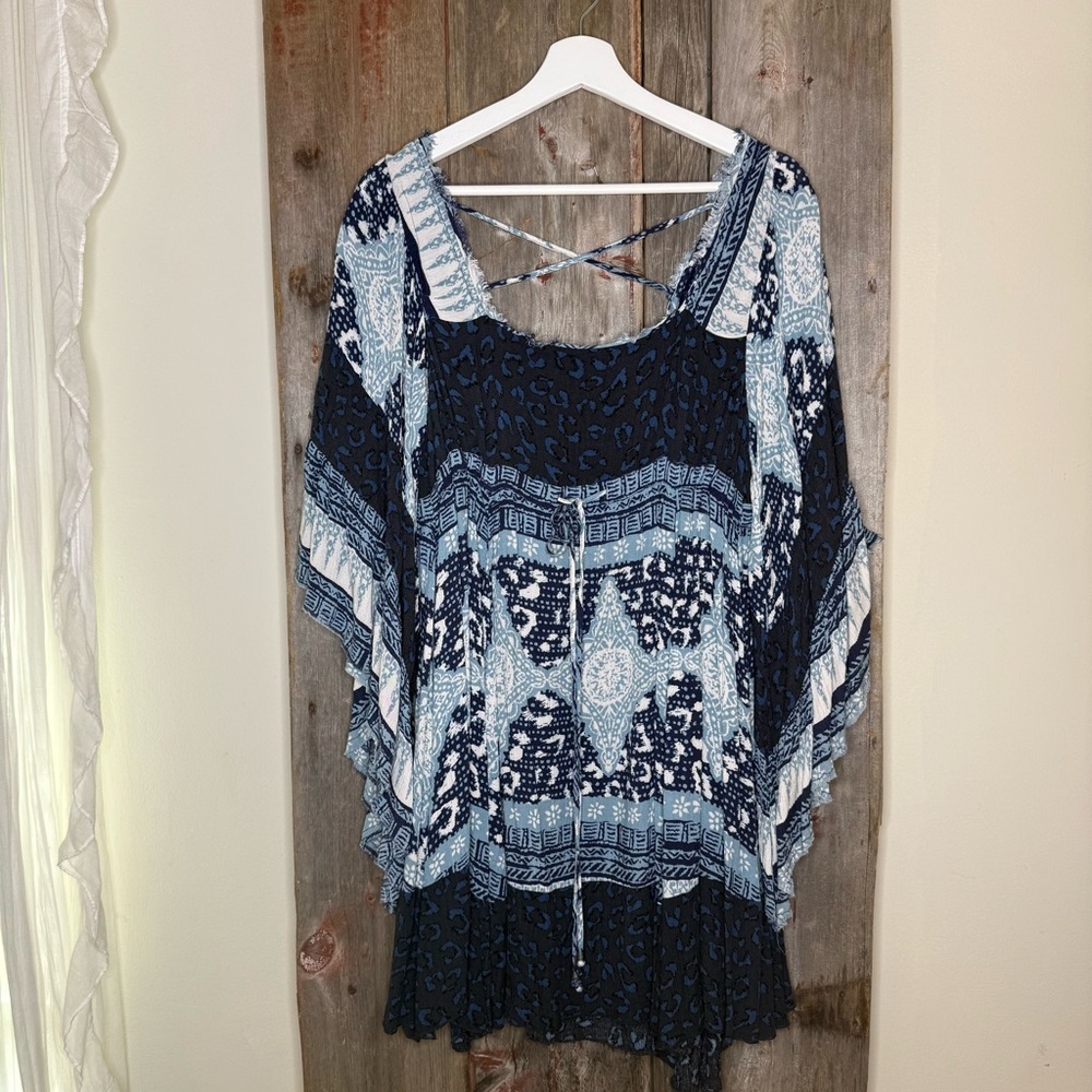 Free People Heart of Gold Dress in Blue Paisley Combo size XS - Picture 3 of 15